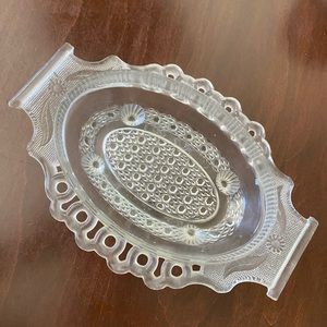 Vintage Hazel Atlas Clear Pressed Glass Relish Condiment Trinket Dish